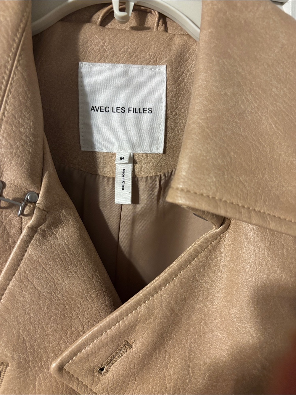 Avec Les Filles Tan Vegan Leather Trench Coat